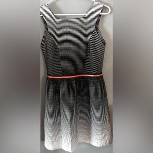 Yoana Baraschi Striped Fit & Flare Dress Size 6 Orange Zip Made in USA